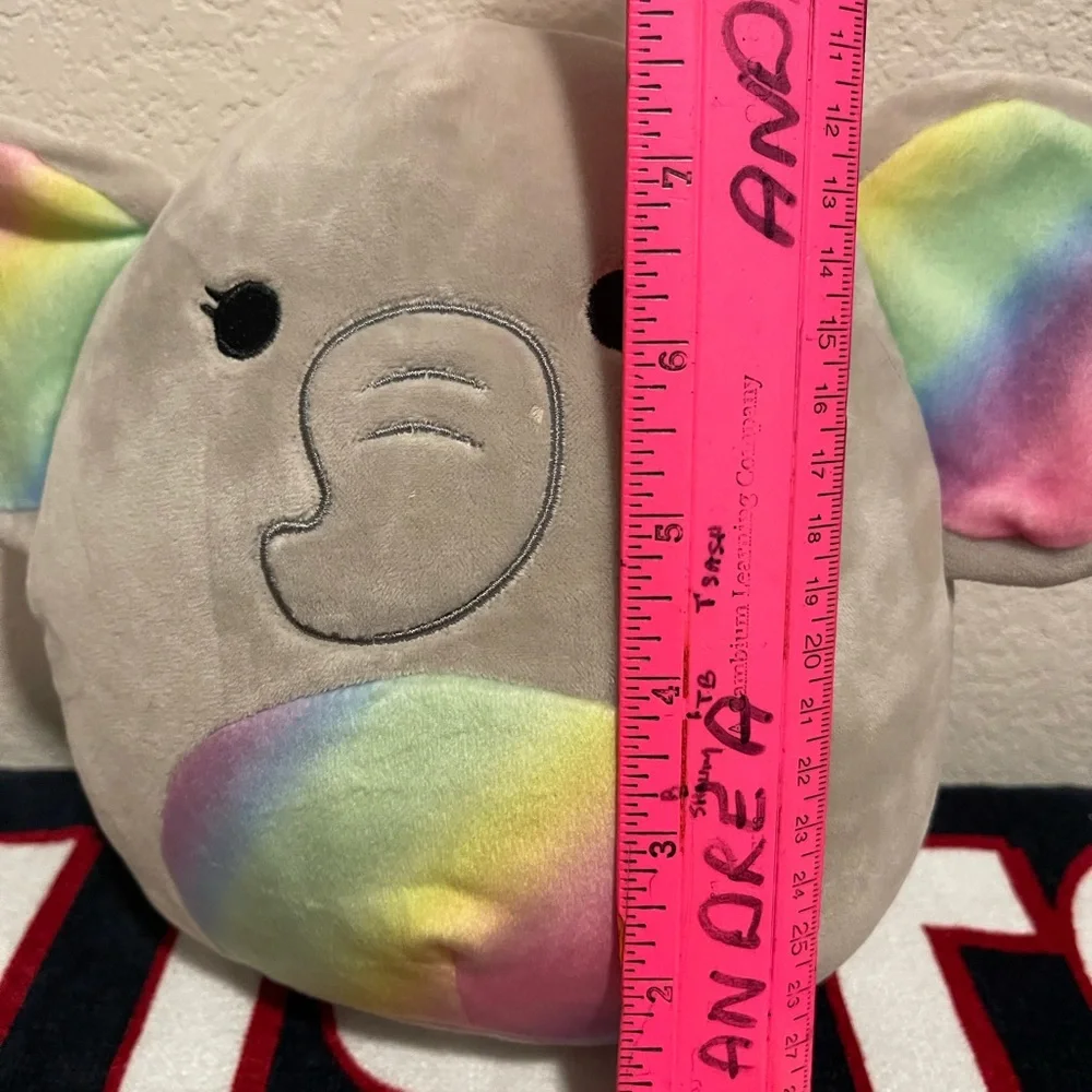 8” Mila Squishmallow Elephant with Rainbow Ears and Belly. - Picture 7 of 13